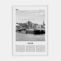 Salem, Massachusetts Poster White Wood / 8x12 in Nbourhood Travel B&W Poster