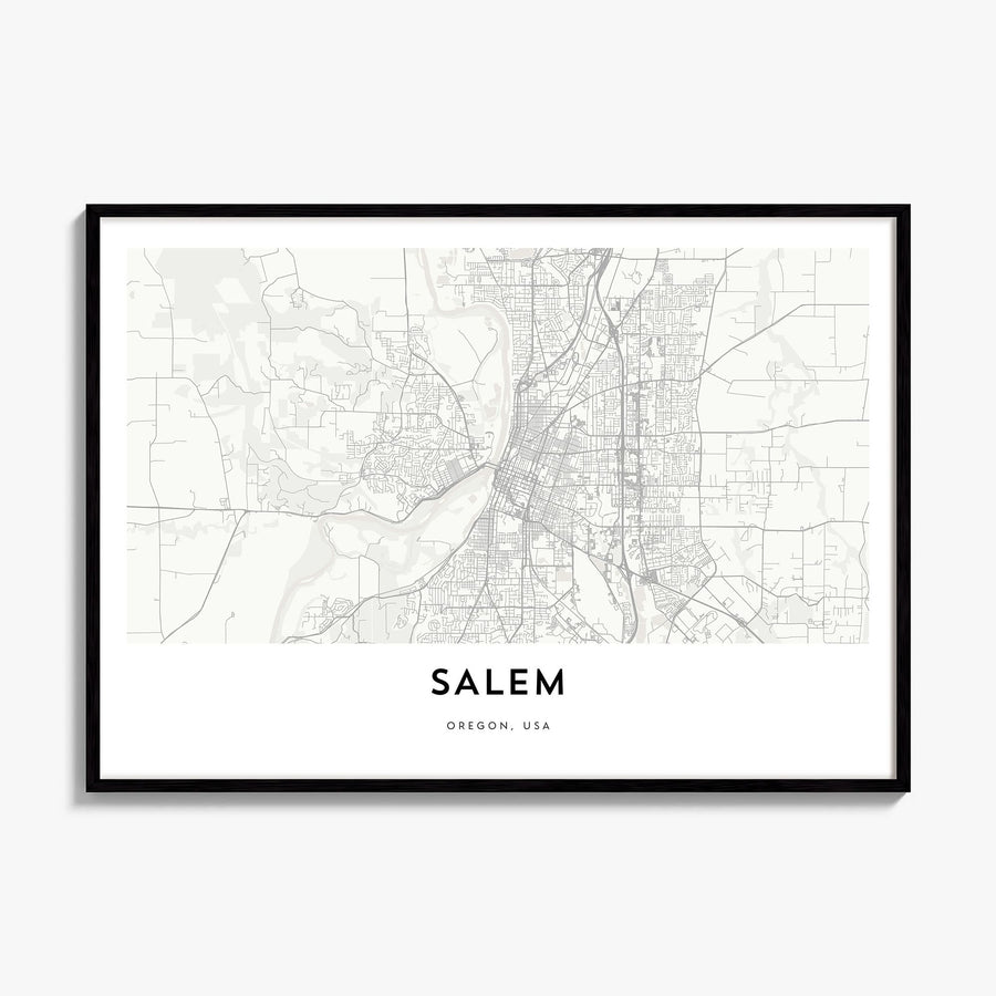 Salem, Oregon Map Poster, framed poster mockup