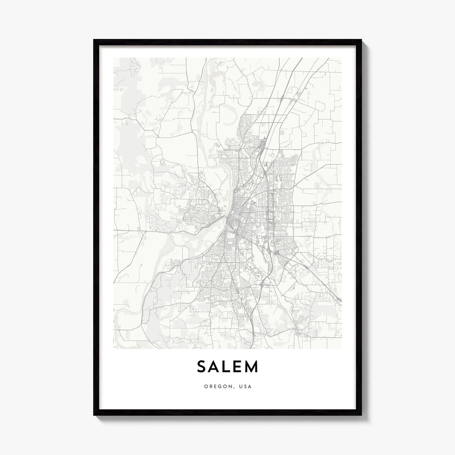 Salem, Oregon Map Poster, framed poster mockup