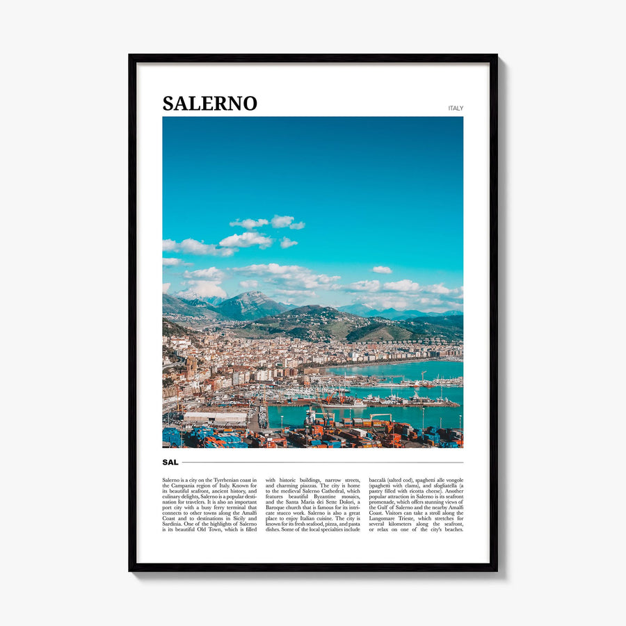 Salerno Travel Poster, framed poster mockup