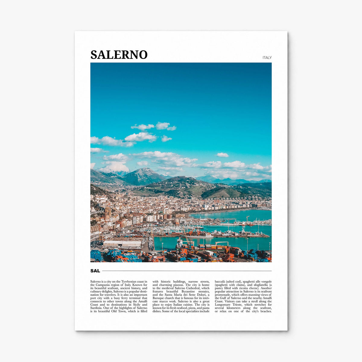 Salerno Travel Poster, print only (unframed)