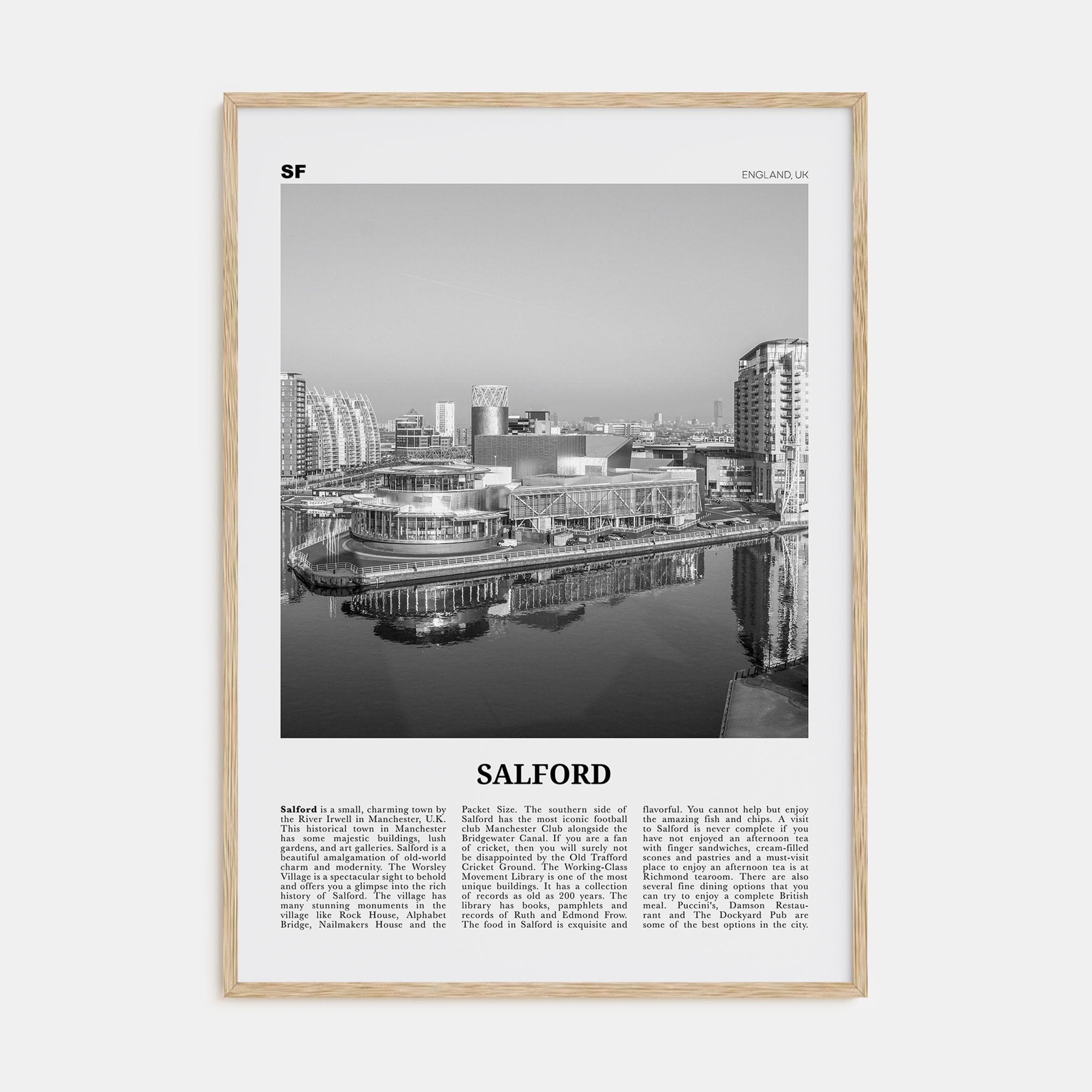 Salford Poster Natural Wood / 8x12 in Nbourhood Travel B&W Poster