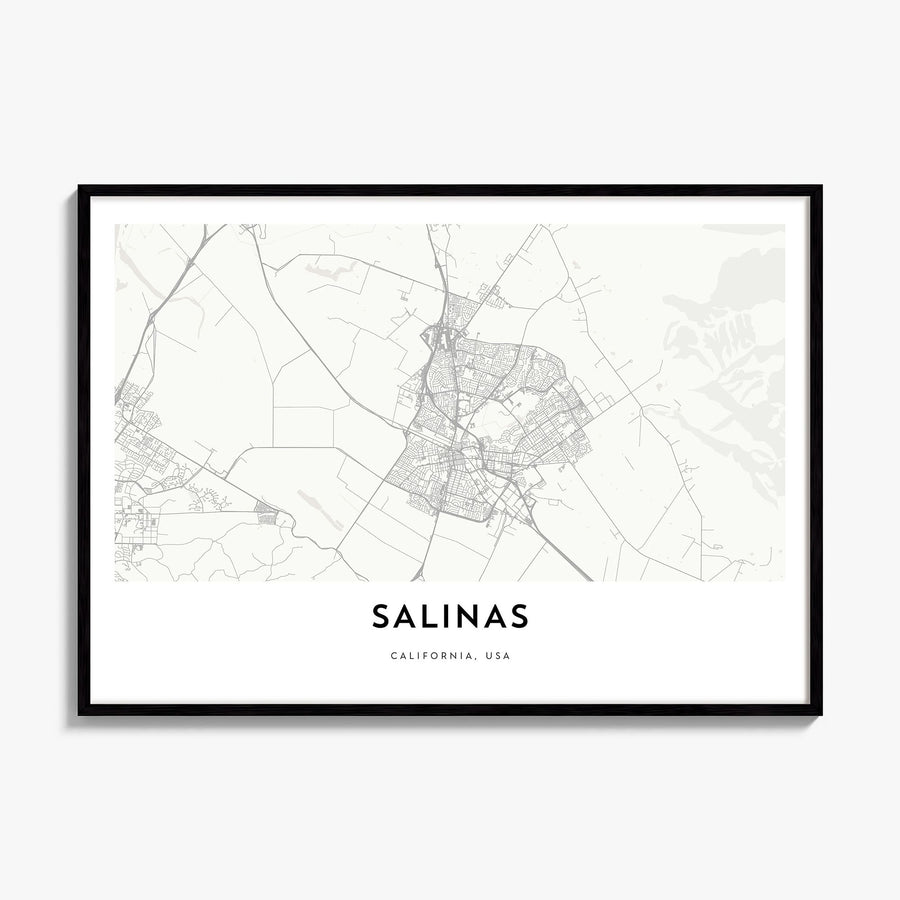 Salinas Map Poster, framed poster mockup