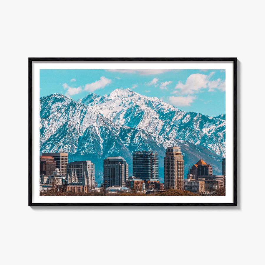 Salt Lake City colorful photo poster of Utah, USA – horizontal wall art, unframed print shown in interior mockup