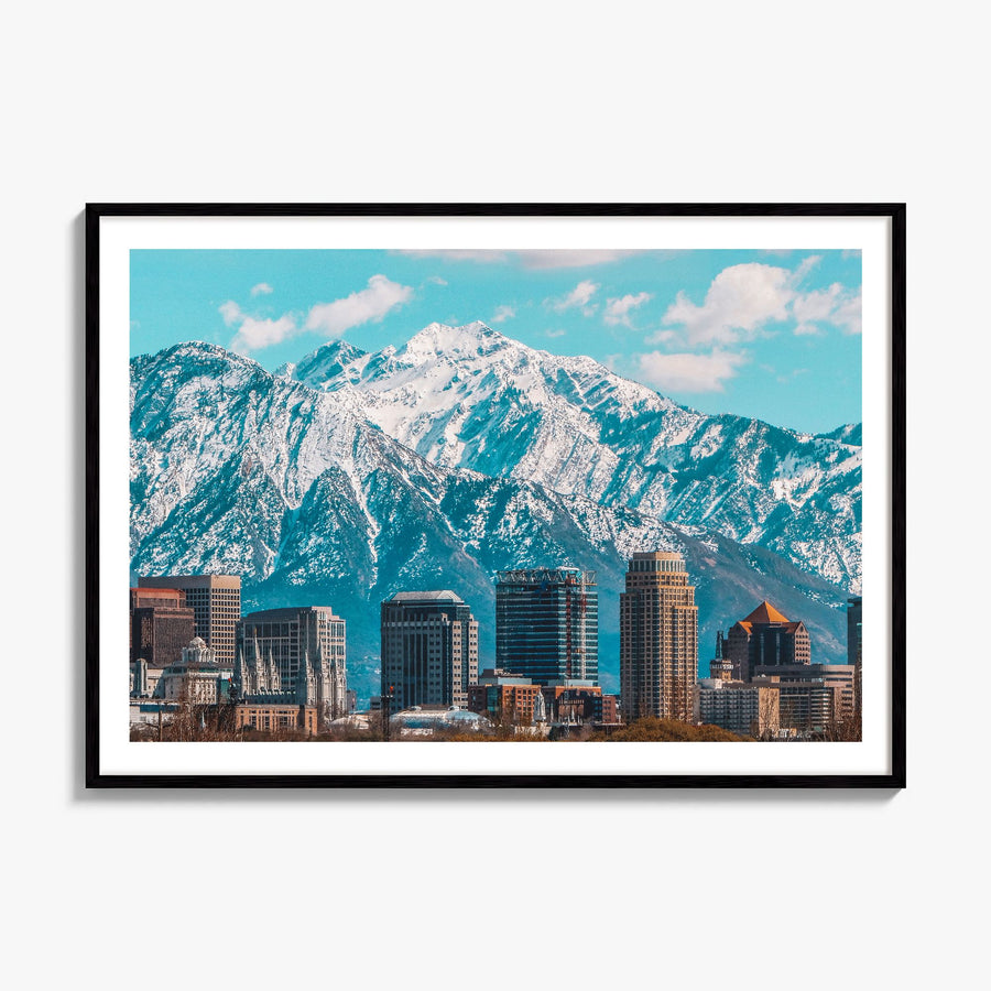 Salt Lake City Photo Poster, framed poster mockup, white border