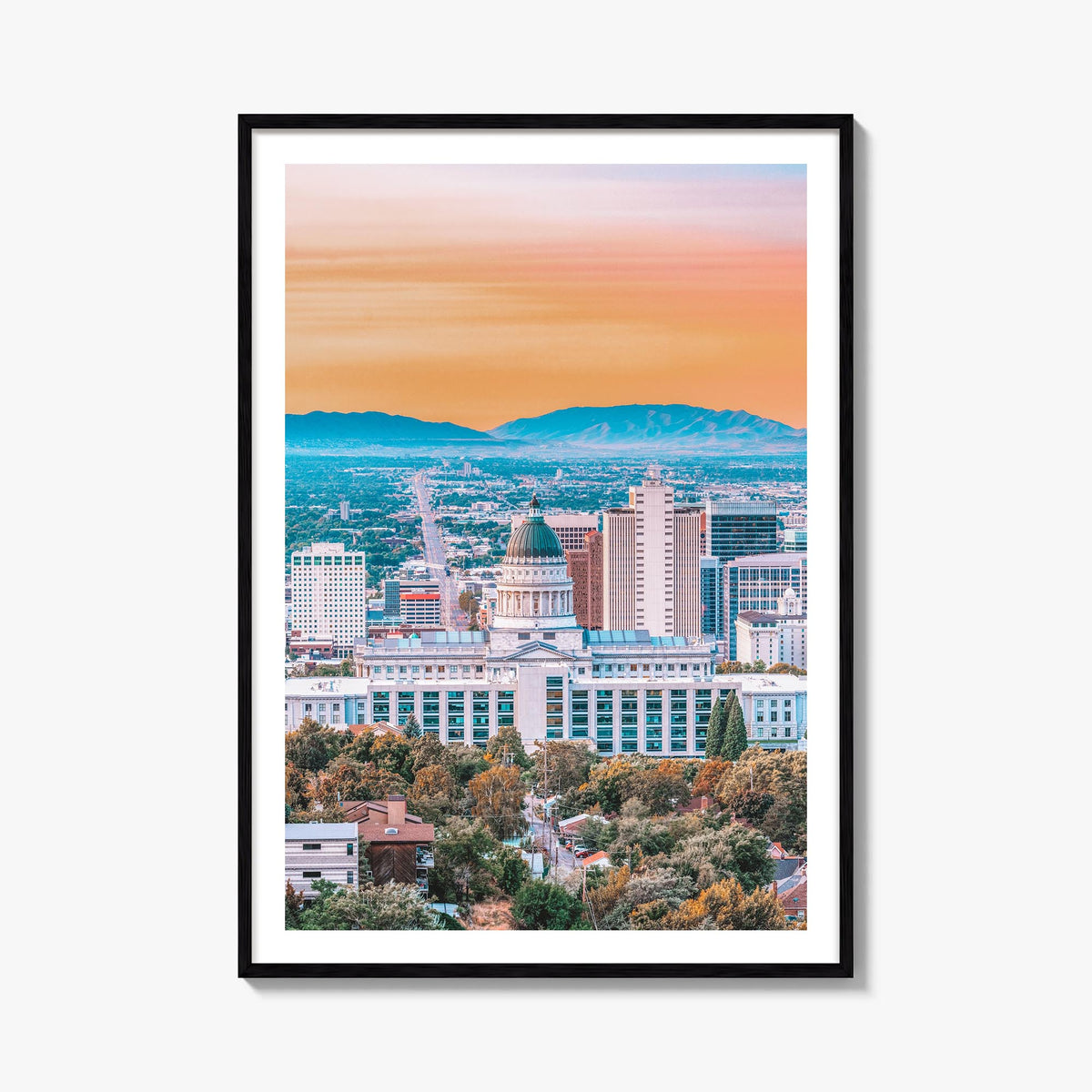 Salt Lake City no. 1 colorful photo poster of Utah, USA – vertical wall art, unframed print shown in interior mockup