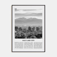 Salt Lake City No 1 Poster Black Metal / 8x12 in Nbourhood Travel B&W Poster