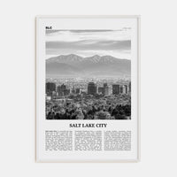 Salt Lake City No 1 Poster White Wood / 8x12 in Nbourhood Travel B&W Poster