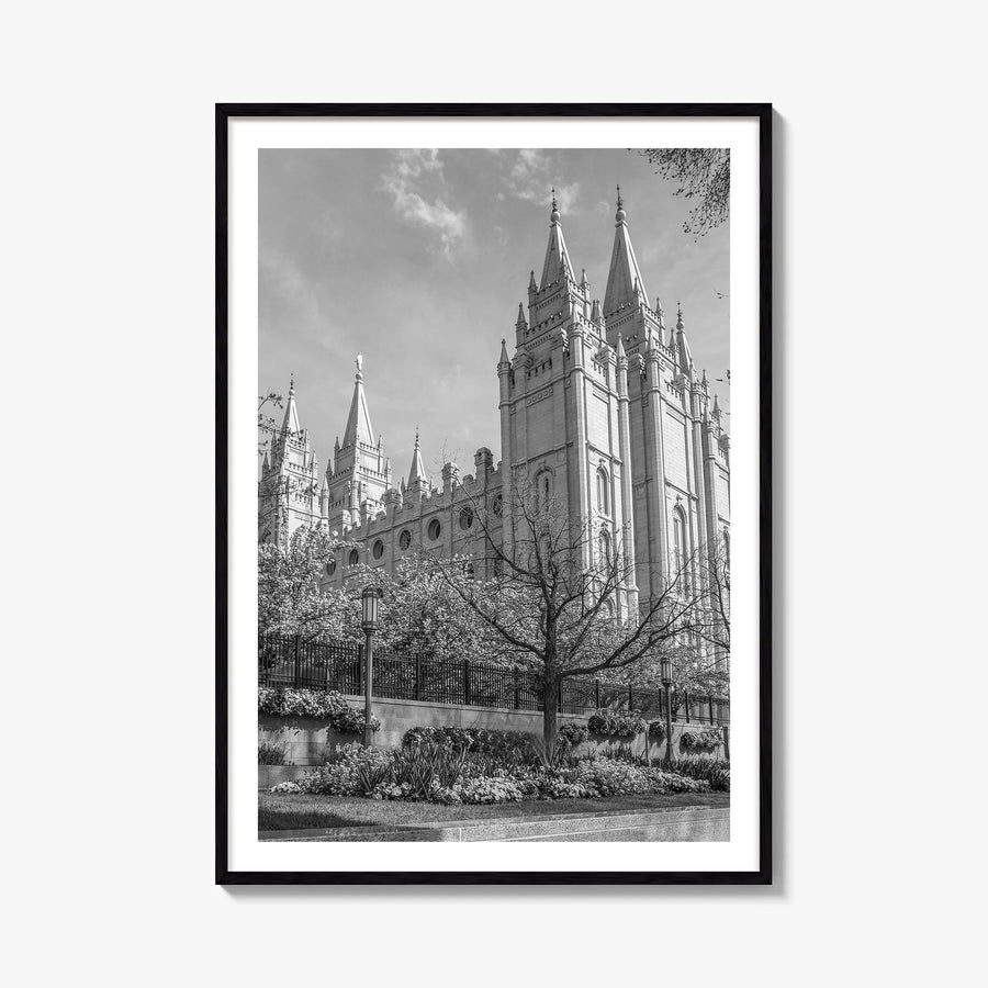 Salt Lake City no. 2 black & white photo poster of Utah, USA – vertical wall art, unframed print shown in interior mockup