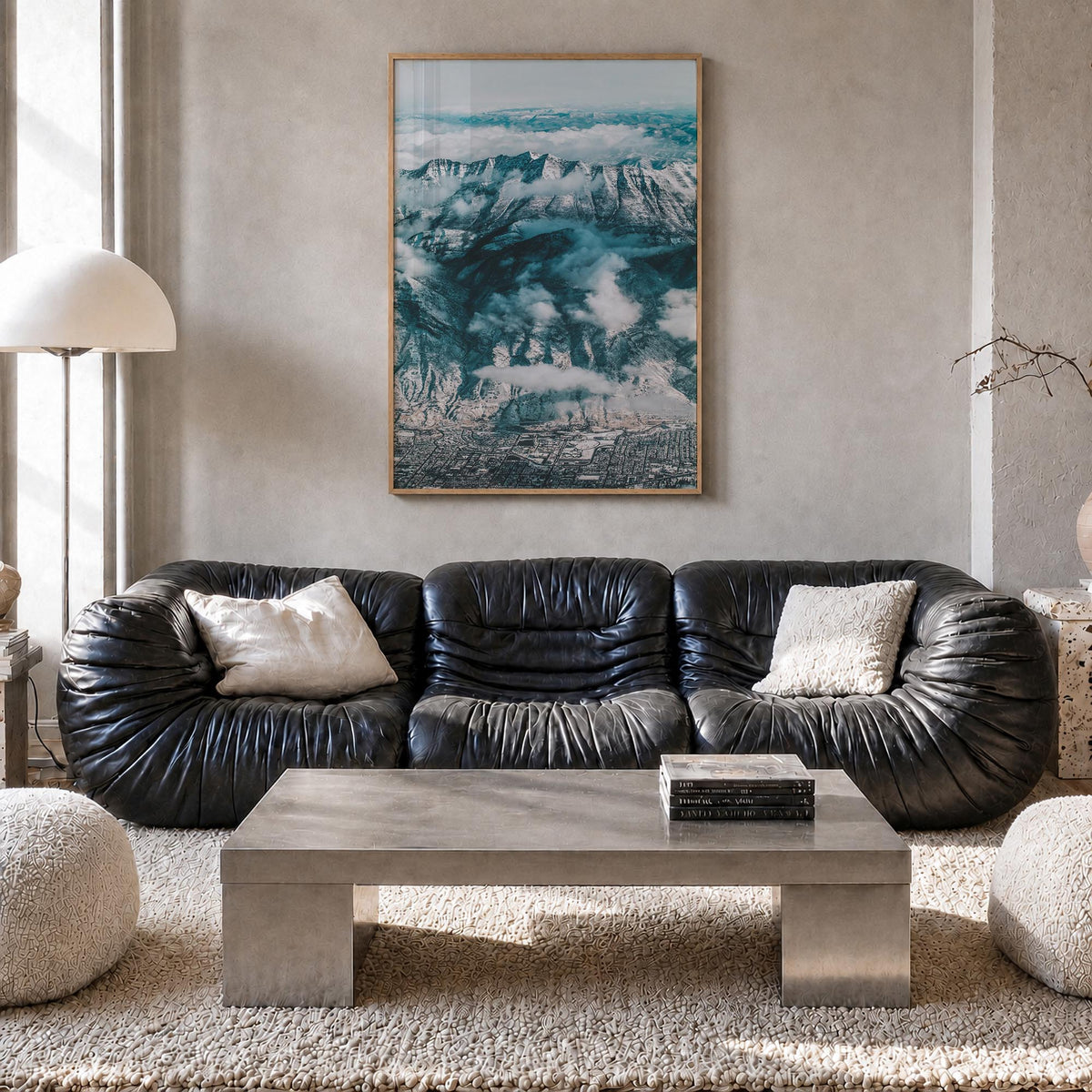 Salt Lake City no. 3 colorful photo poster of Utah, USA – vertical wall art in natural wood frame, hanging on wall
