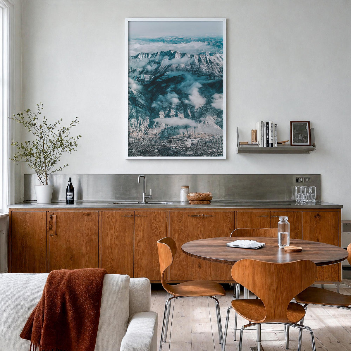 Salt Lake City no. 3 colorful photo poster of Utah, USA – vertical wall art in white wood frame, hanging on wall