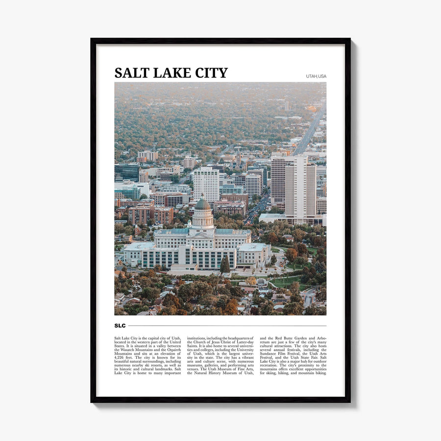 Salt Lake City Travel Poster, framed poster mockup