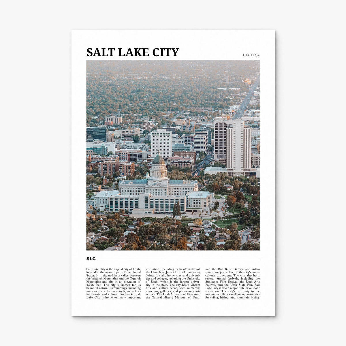 Salt Lake City Travel Poster, print only (unframed)