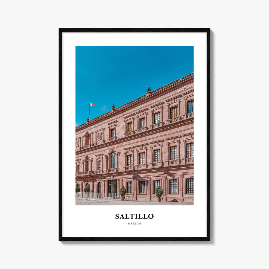 Saltillo colorful classic poster of Mexico – vertical wall art, unframed print shown in interior mockup