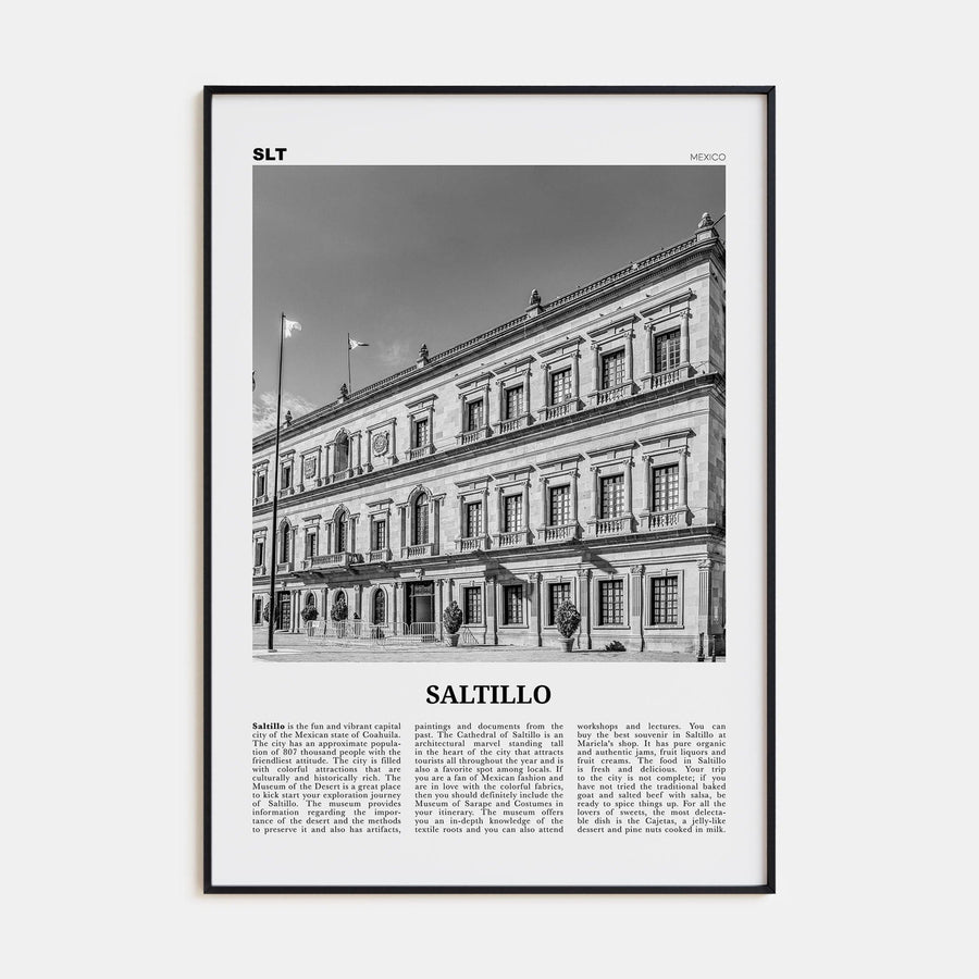 Saltillo Poster Black Metal / 8x12 in Nbourhood Travel B&W Poster