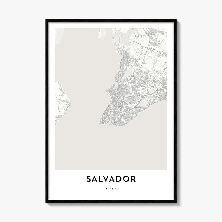 Salvador Map Poster, framed poster mockup