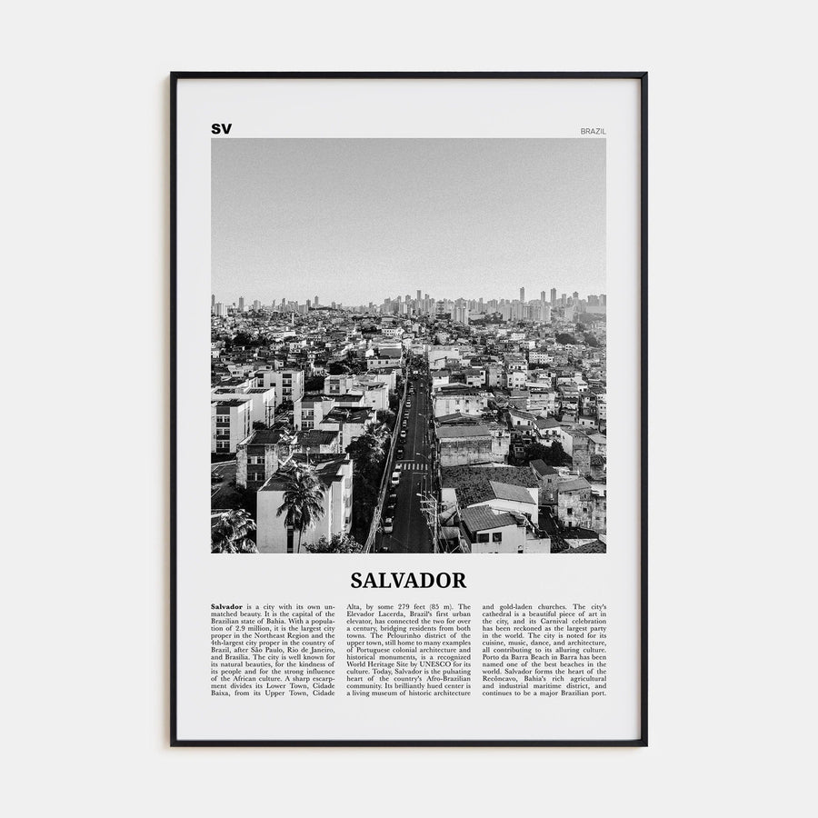 Salvador Poster Black Metal / 8x12 in Nbourhood Travel B&W Poster