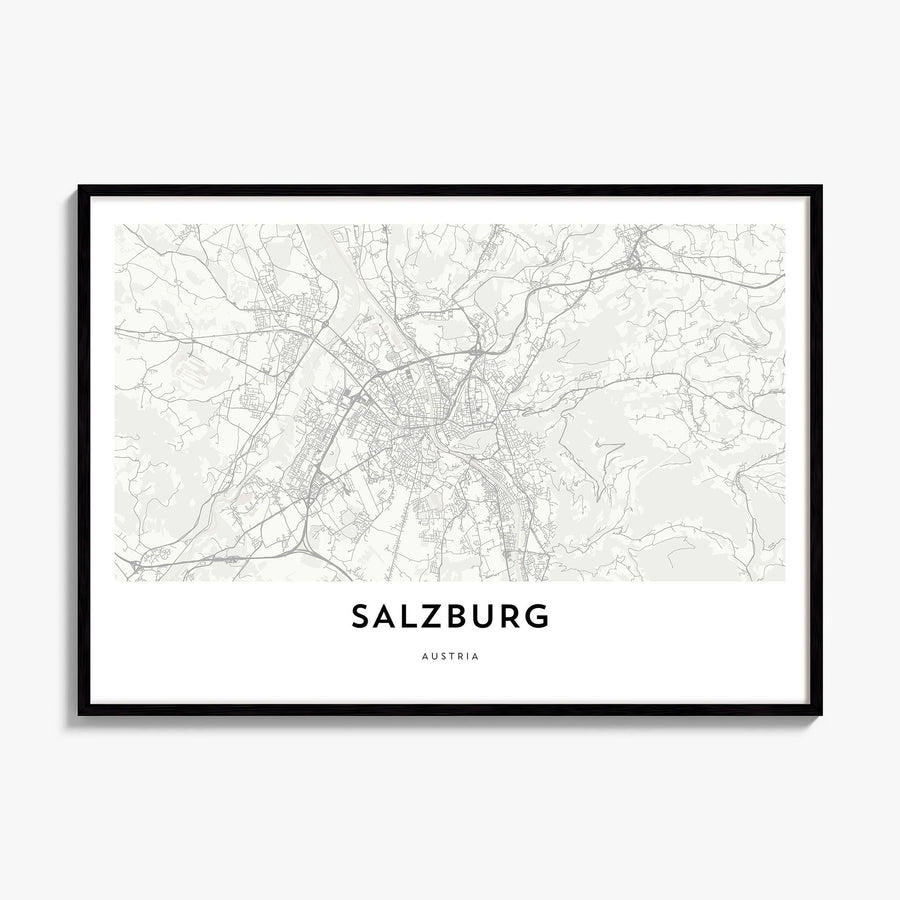 Salzburg Map Poster, framed poster mockup