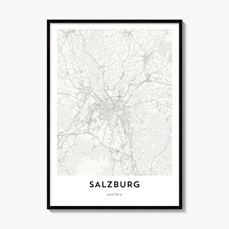 Salzburg Map Poster, framed poster mockup