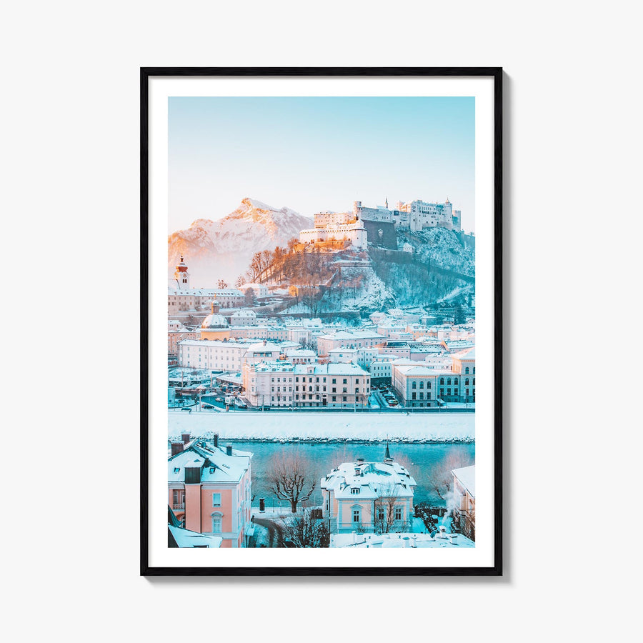 Salzburg no. 3 colorful photo poster of Austria – vertical wall art, unframed print shown in interior mockup
