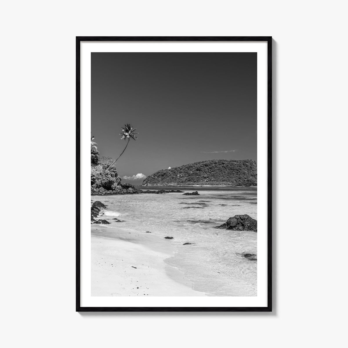 Samoa black & white photo poster of Oceania – vertical wall art, unframed print shown in interior mockup