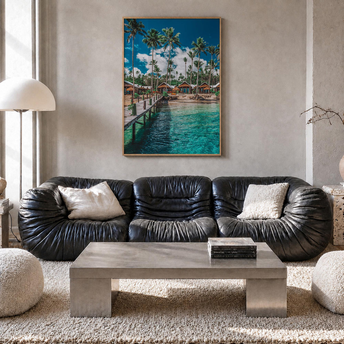 Samoa colorful photo poster of Oceania – vertical wall art in natural wood frame, hanging on wall