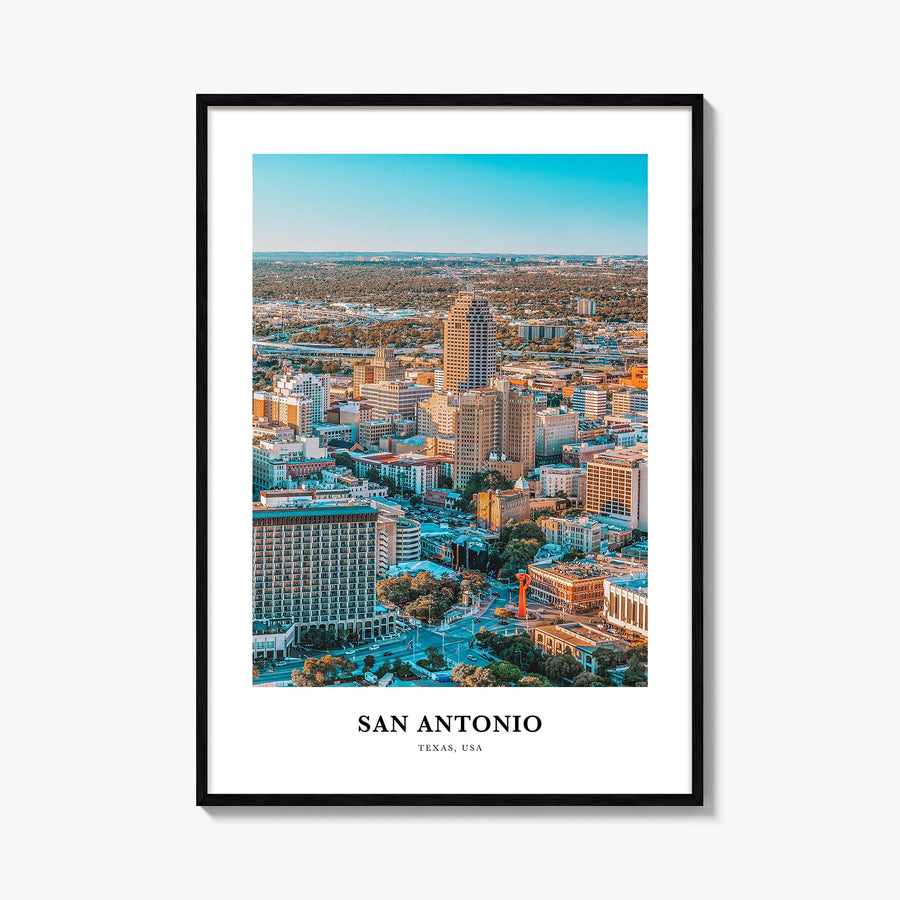 San Antonio colorful classic poster of Texas, USA – vertical wall art, unframed print shown in interior mockup