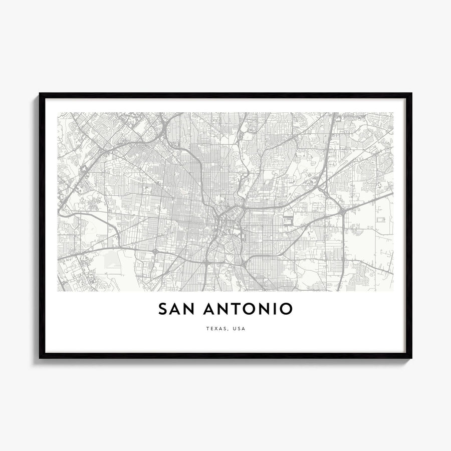 San Antonio Map Poster, framed poster mockup