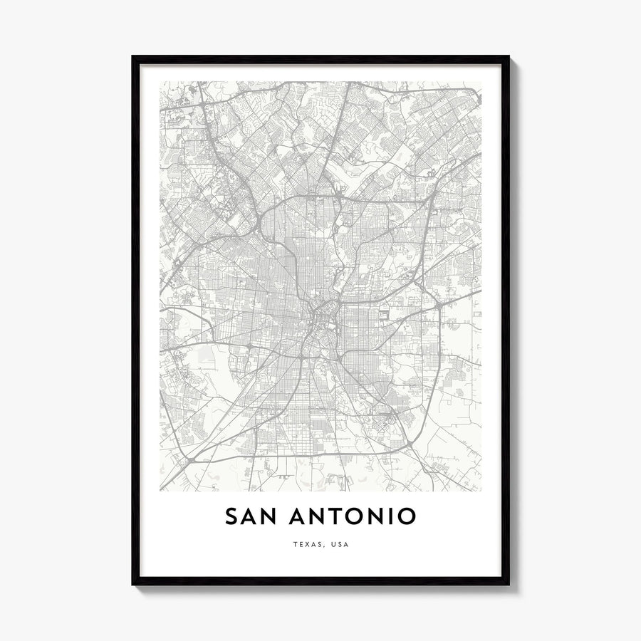 San Antonio Map Poster, framed poster mockup