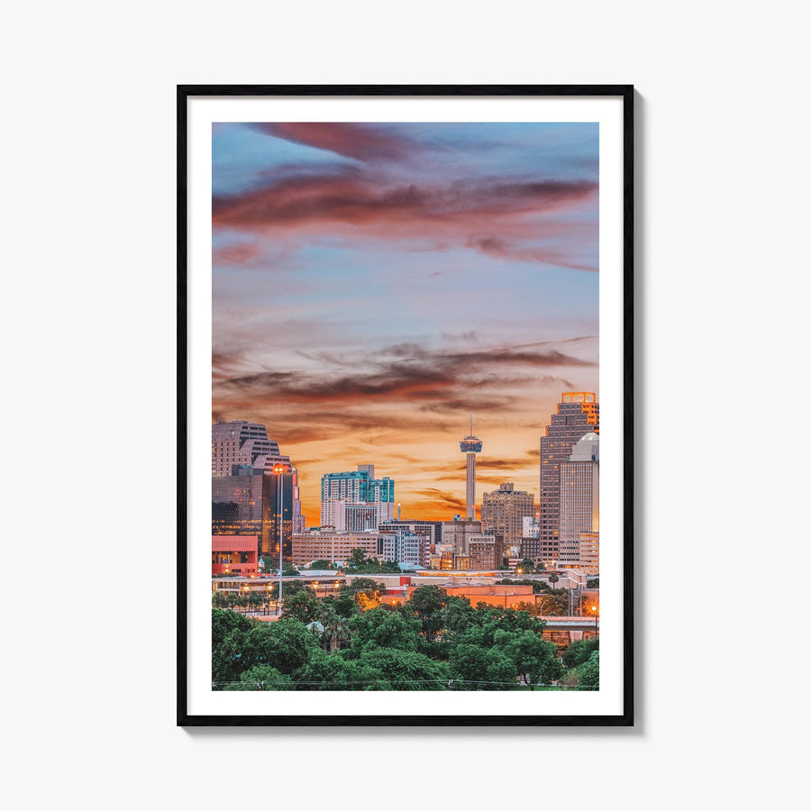 San Antonio no. 1 colorful photo poster of Texas, USA – vertical wall art, unframed print shown in interior mockup