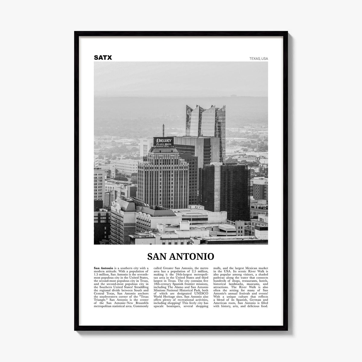 San Antonio Newspaper No 2 Poster, framed poster mockup