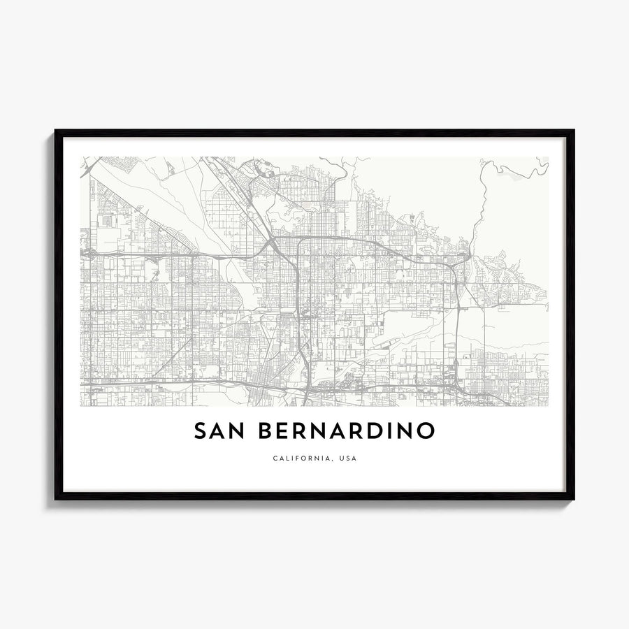 San Bernardino Map Poster, framed poster mockup