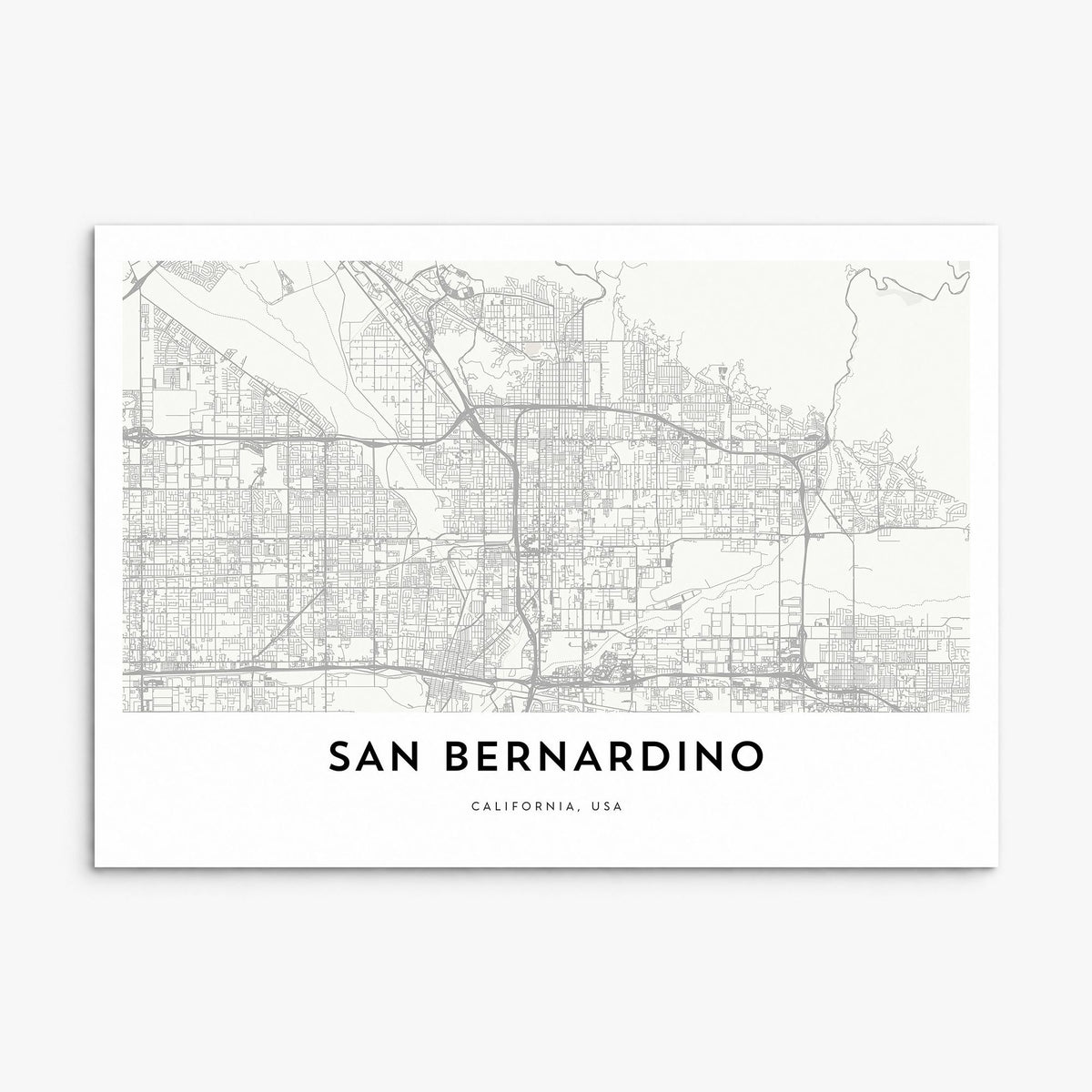San Bernardino Map Poster, print only (unframed)