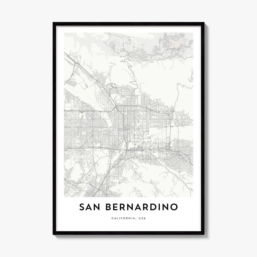 San Bernardino Map Poster, framed poster mockup