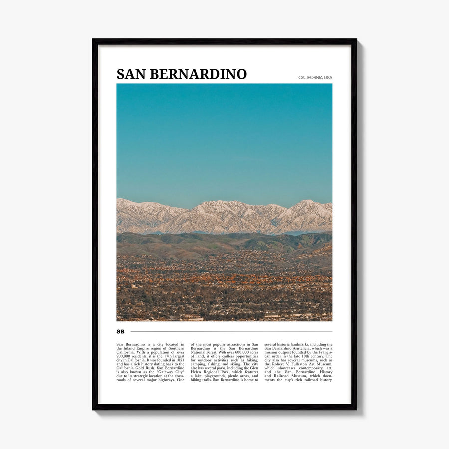 San Bernardino Travel Poster, framed poster mockup