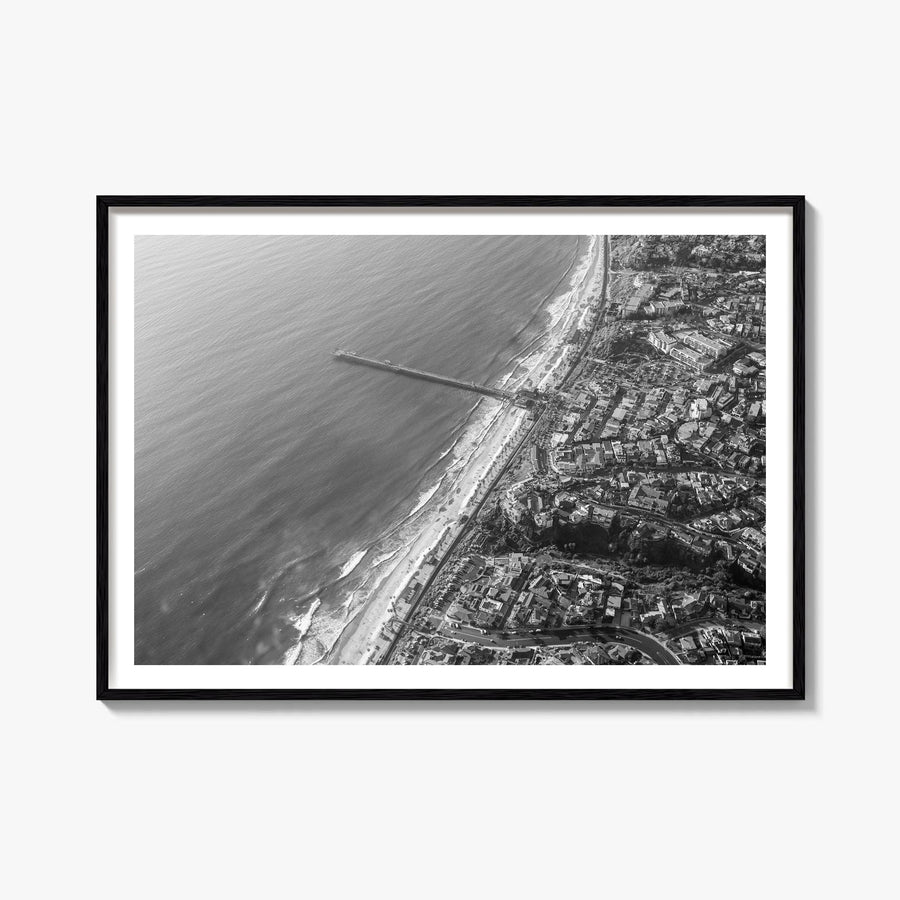 San Clemente black & white photo poster of California, USA – horizontal wall art, unframed print shown in interior mockup