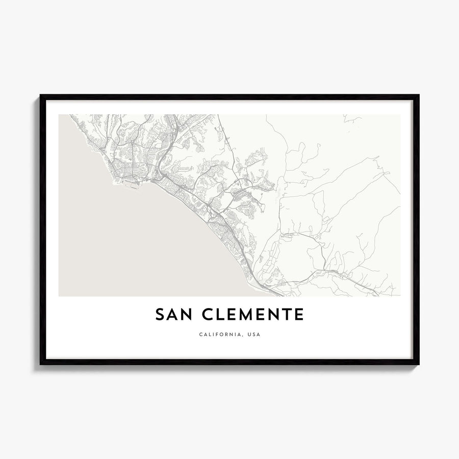 San Clemente Map Poster, framed poster mockup