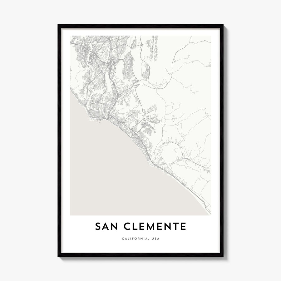 San Clemente Map Poster, framed poster mockup