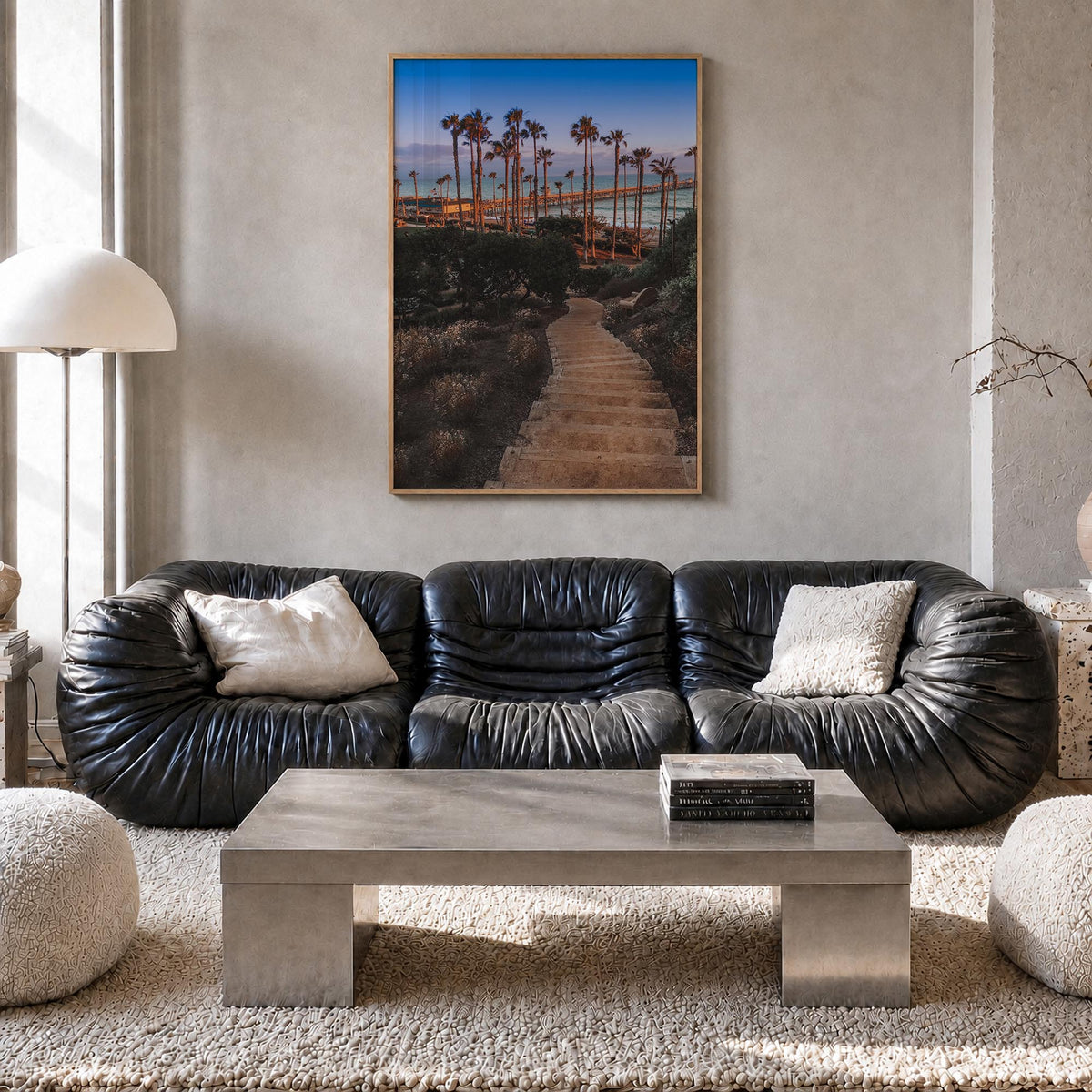 San Clemente no. 3 colorful photo poster of California, USA – vertical wall art in natural wood frame, hanging on wall