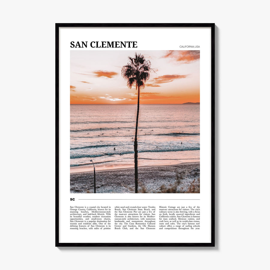 San Clemente Travel Poster, framed poster mockup