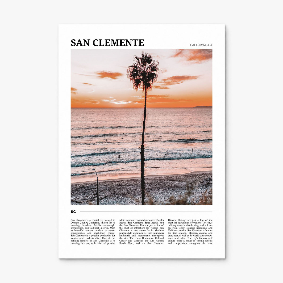 San Clemente Travel Poster, print only (unframed)
