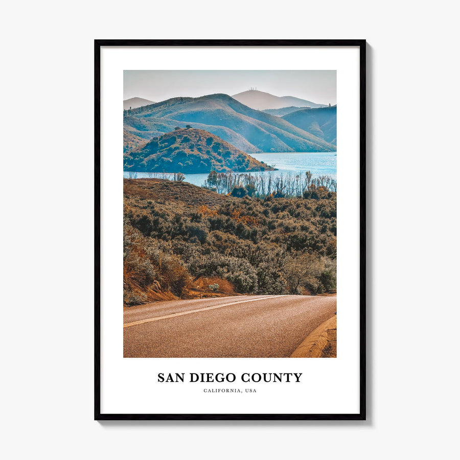San Diego County Classic Poster, framed poster mockup