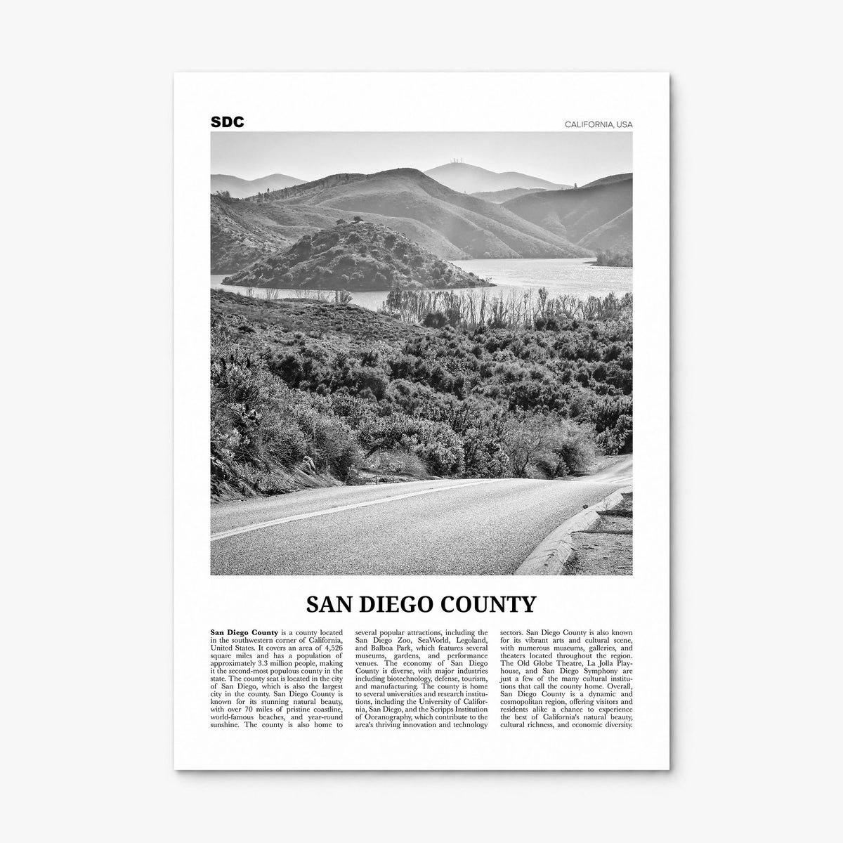 San Diego County Newspaper Poster, print only (unframed)