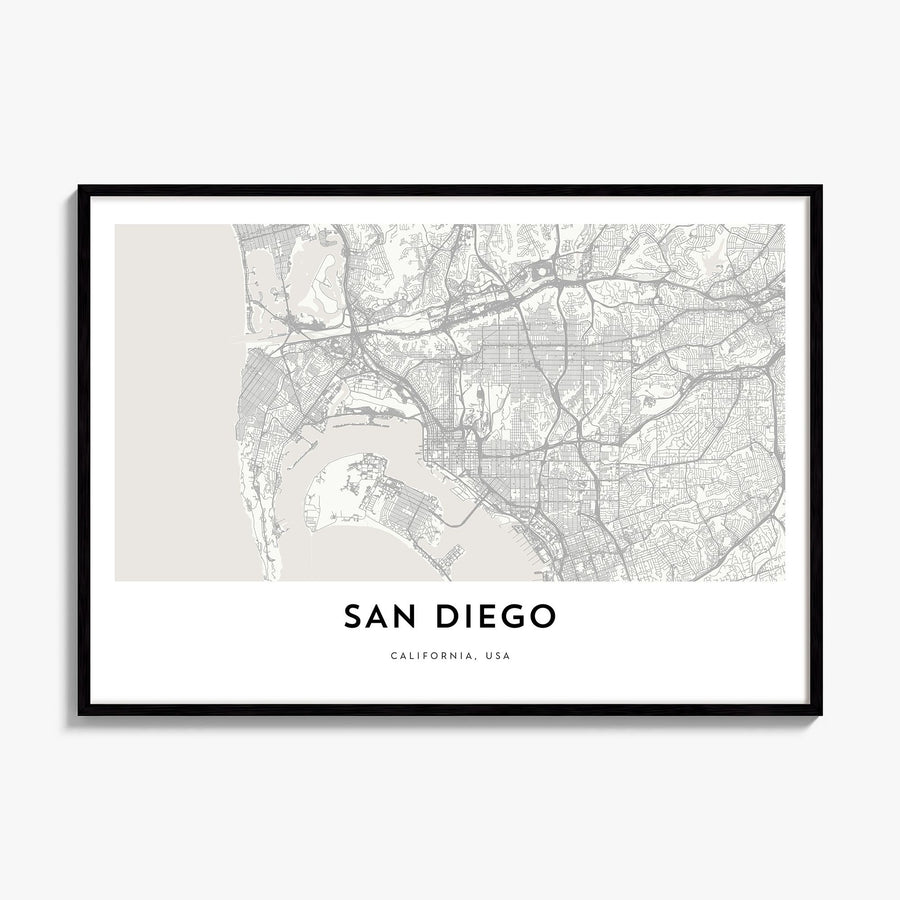 San Diego Map Poster, framed poster mockup
