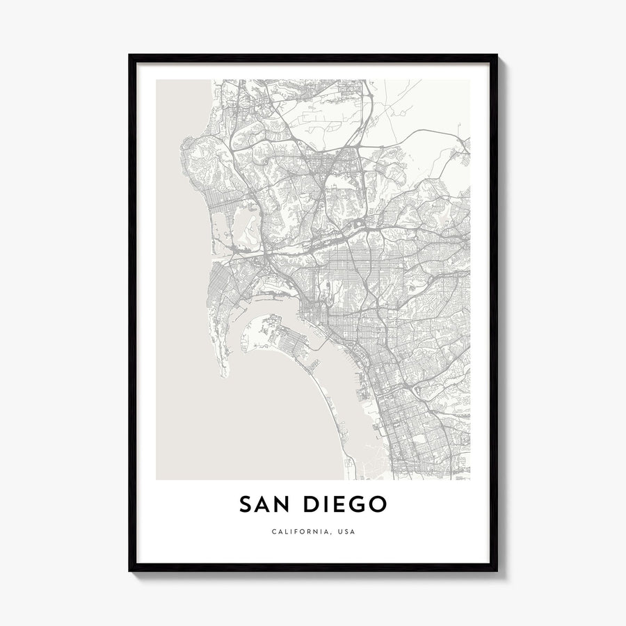 San Diego Map Poster, framed poster mockup