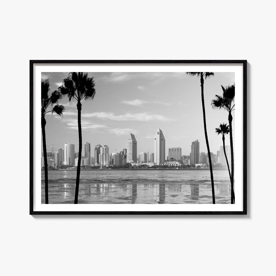 San Diego no. 1 black & white photo poster of California, USA – horizontal wall art, unframed print shown in interior mockup