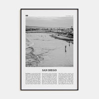 San Diego No 1 Poster Black Metal / 8x12 in Nbourhood Travel B&W Poster