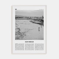 San Diego No 1 Poster White Wood / 8x12 in Nbourhood Travel B&W Poster