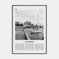 San Diego No 3 Poster Black Metal / 8x12 in Nbourhood Travel B&W Poster