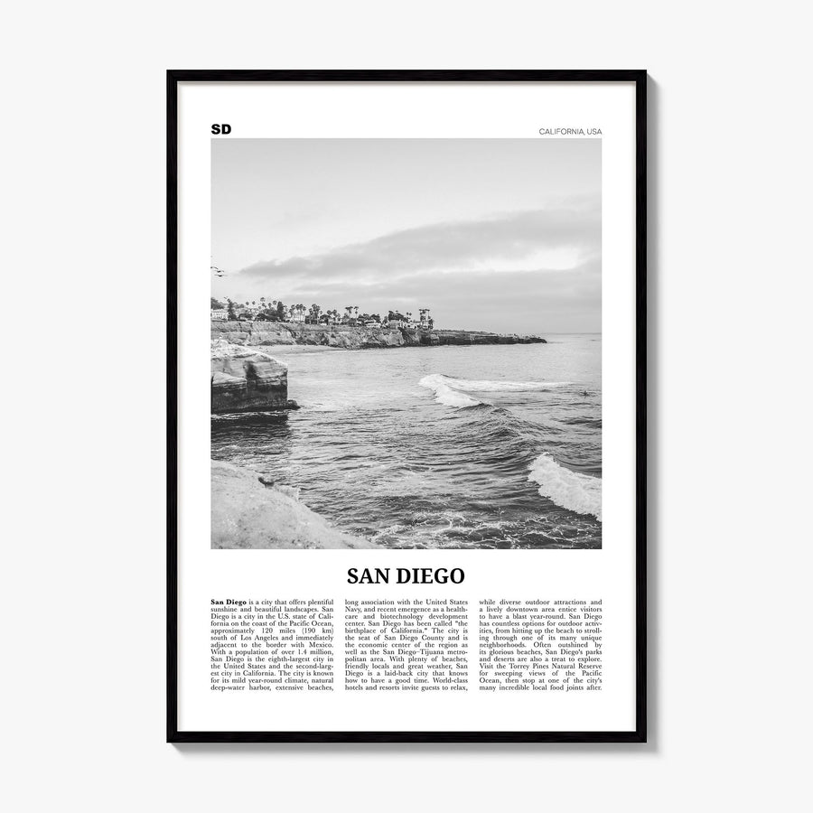 San Diego Newspaper No 8 Poster, framed poster mockup